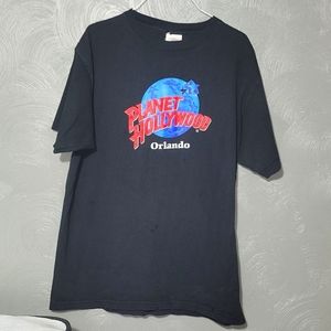 Vintage 90s Planet Hollywood Orlando Black T-shirt With Dino